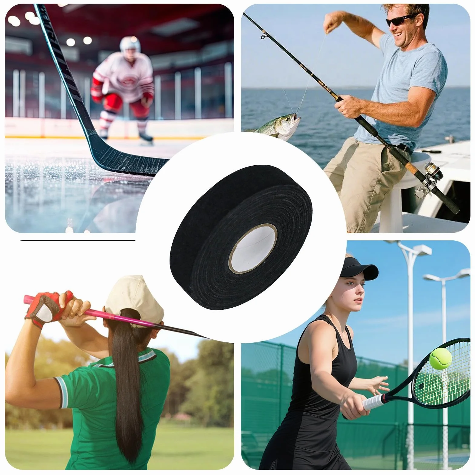 Nastro di presa per bastone da hockey | 2,5 cm x 25 m involucro adesivo, impugnatura antiscivolo e impermeabile per racchetta, per hockey, baseball, softball, racchetta e golf