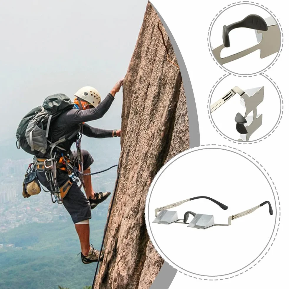 Prism Belay Occhiali professionali in vetro ottico a 90° montatura leggera in titanio ampio campo visivo arrampicata