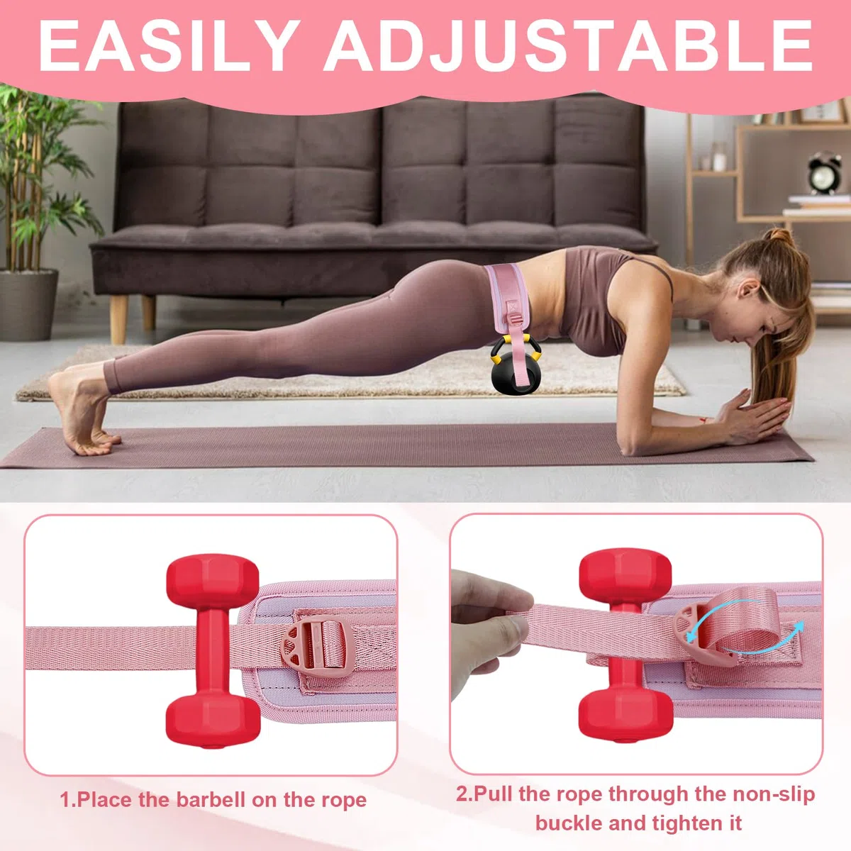 Cintura per Hip Thrust, Cintura di Spinta per Palestra e Pilates, Attrezzo per Glutei per Attaccare Manubri per Esercizi di Fianchi, Ponte Gluteo, Plank, Push-up