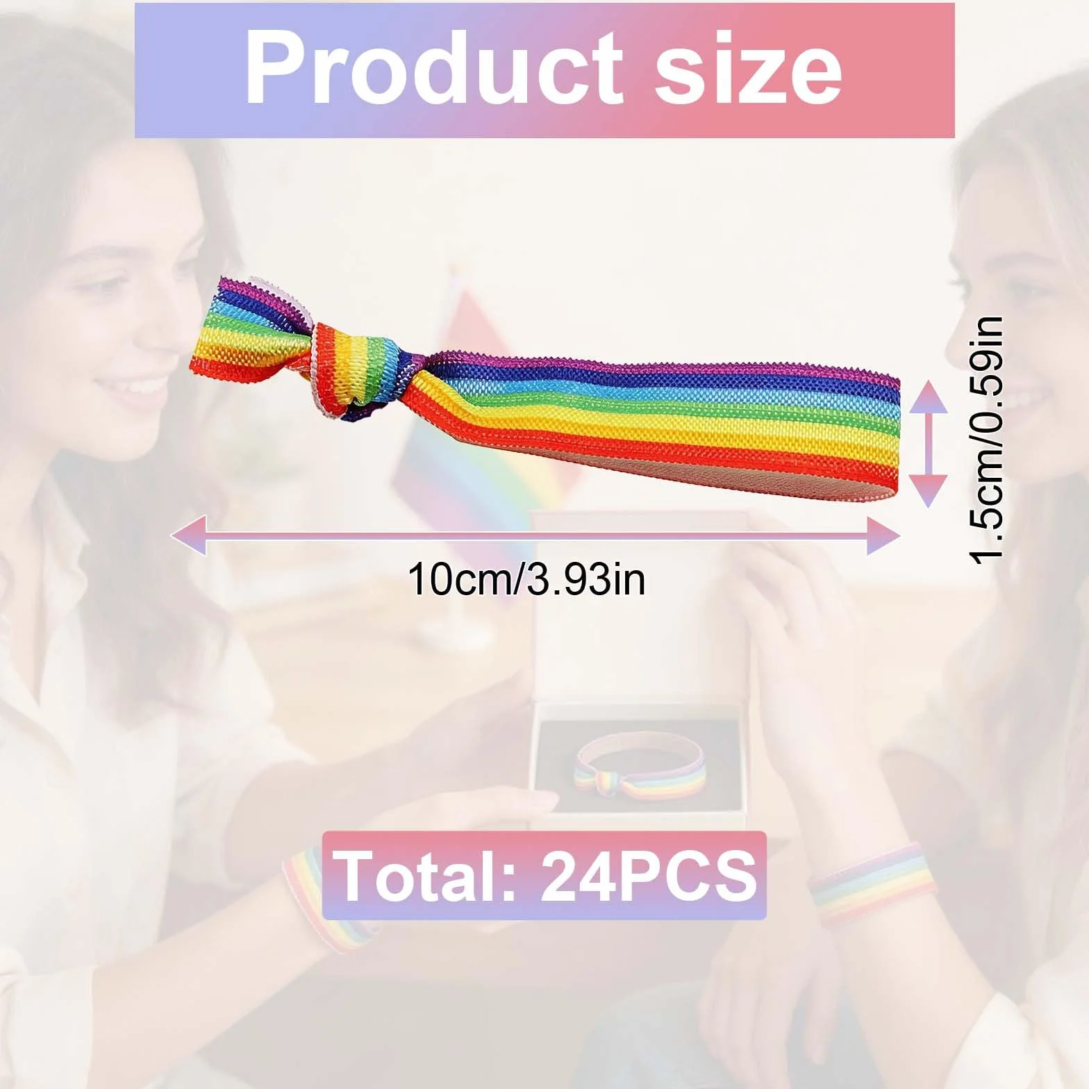 Set di 24 Braccialetti Arcobaleno Pride – Braccialetti Elasticizzati 1.5 cm x 10 cm per Uomo e Donna