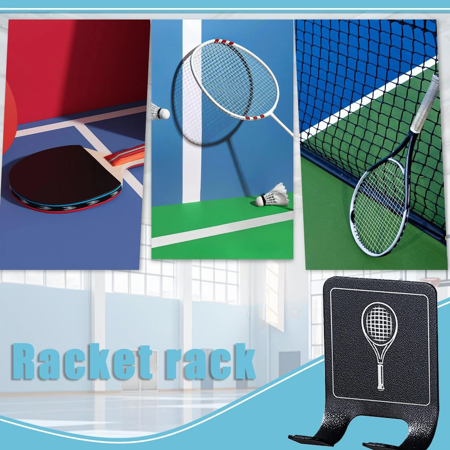 Supporto parete per racchetta da tennis 2 pezzi salvaspazio verticale