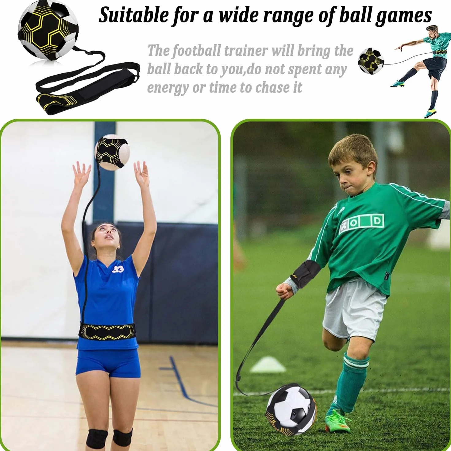 Favuit Trainer da Calcio, Cintura da Allenamento Regolabile Banda Elastica per Bambini Adulti Pallone Taglia 3 4 5