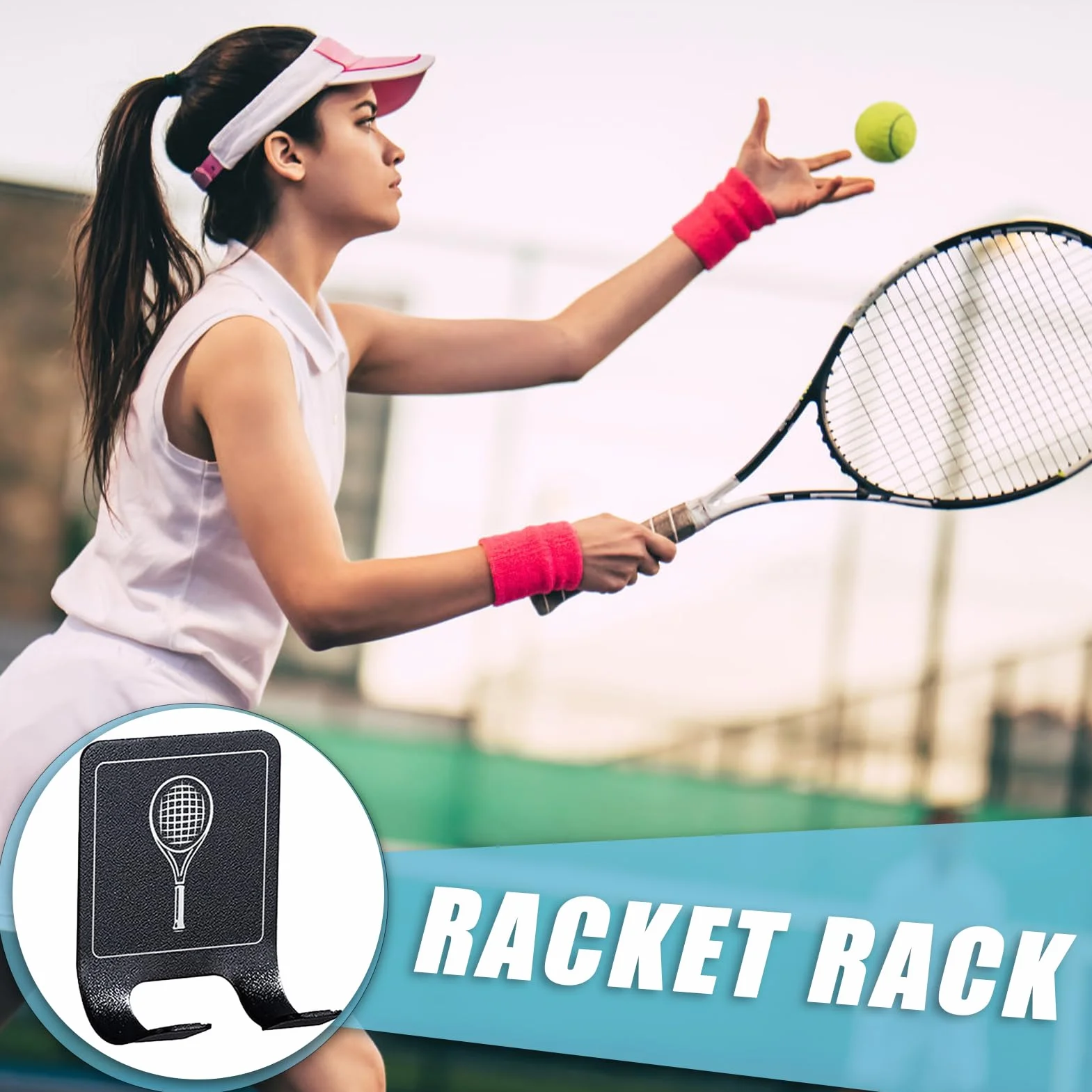 Supporto parete per racchetta da tennis 2 pezzi salvaspazio verticale