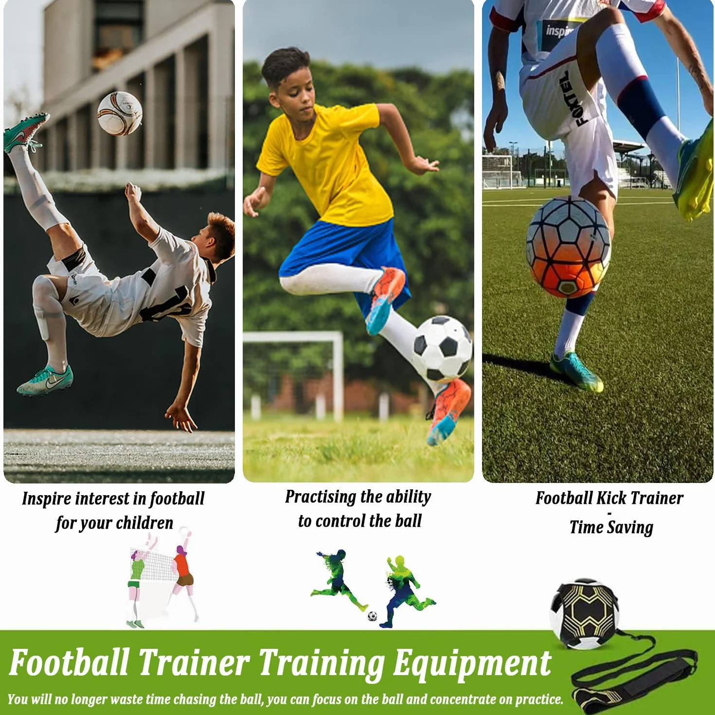 Favuit Trainer da Calcio, Cintura da Allenamento Regolabile Banda Elastica per Bambini Adulti Pallone Taglia 3 4 5