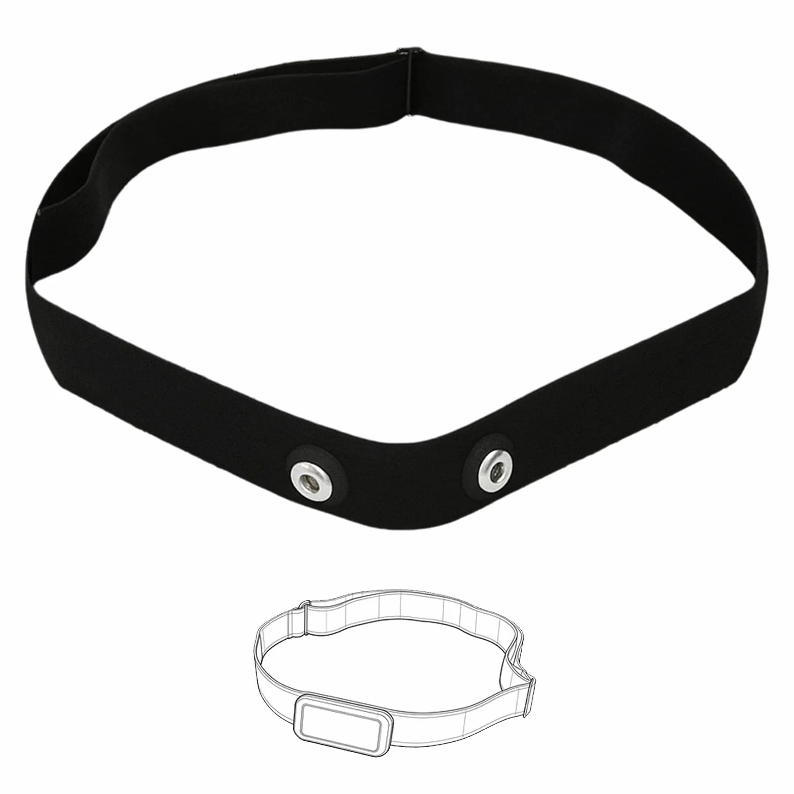 Cinturino di ricambio per cintura toracica regolabile, cintura cardio regolabile (da 70 cm a 105 cm) per sensore cardiofrequenzimetro compatibile con Garmin Wahoo Polar H10 H9 Coospo Magene Bryton