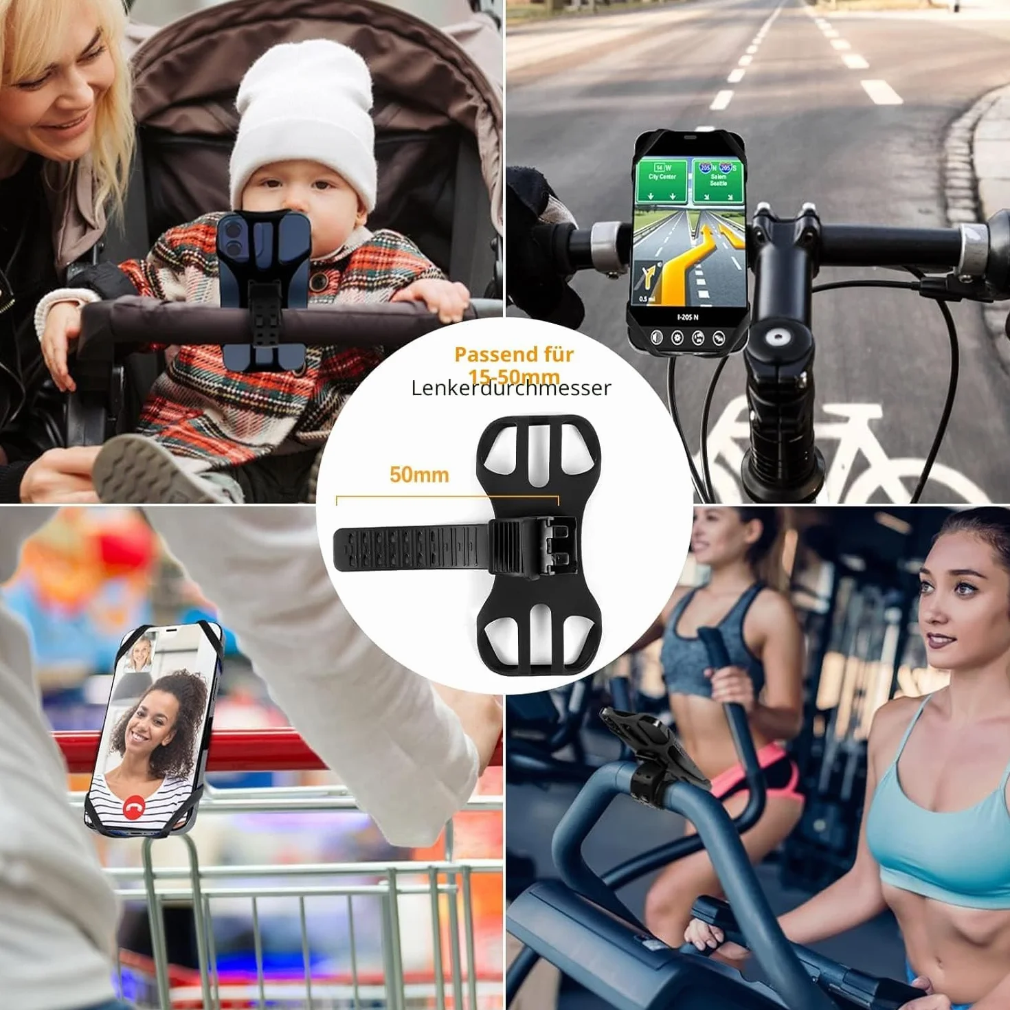Porta Cellulare Bici Universale Supporto Smartphone 360° Rotabile Staccabile per MTB Moto Bicicletta Compatibile iPhone 17/16/15/14 4.5"-7.0" Nero