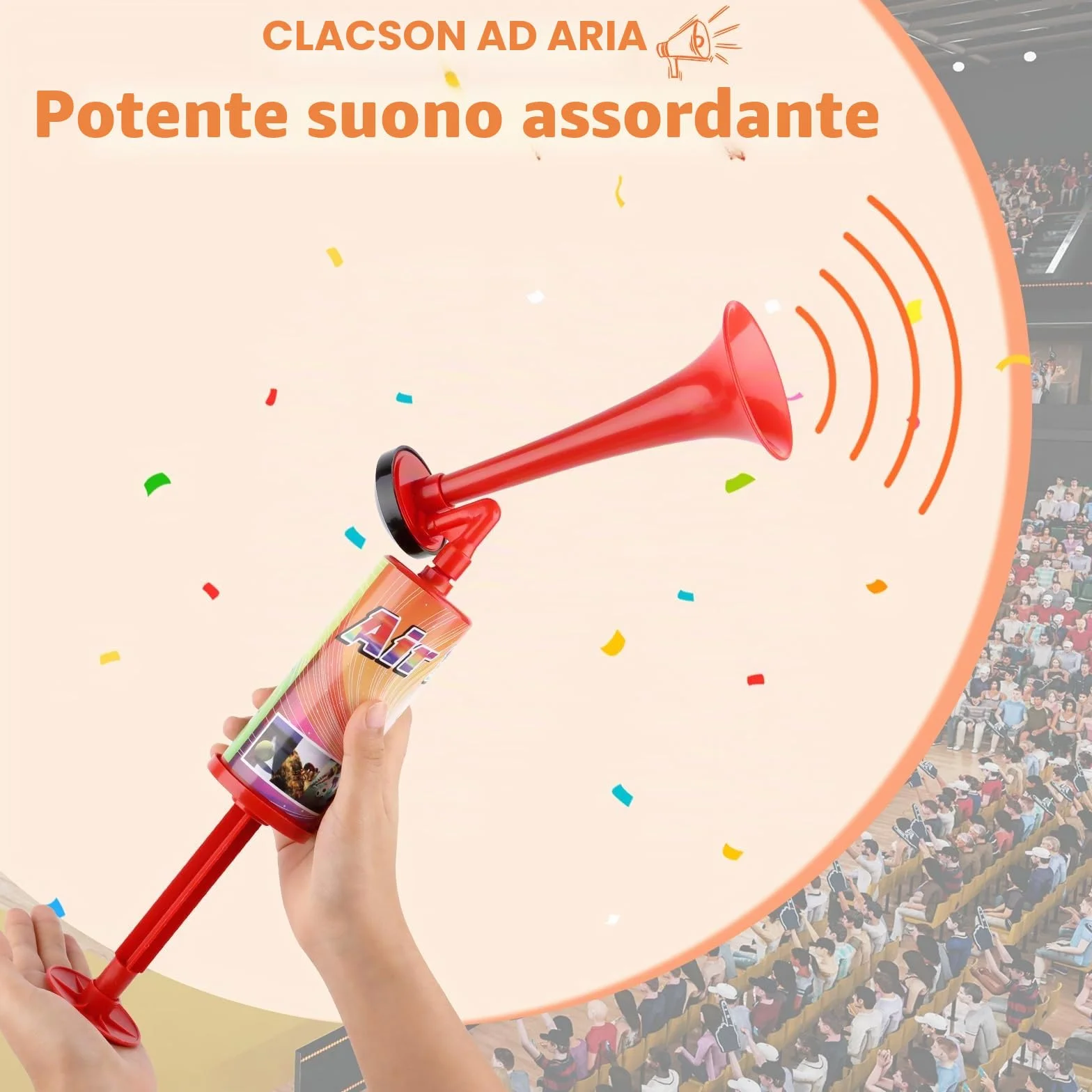 Tromba da Stadio Mini ad Aria con Pompa a Mano per Feste e Partite di Calcio Rosso