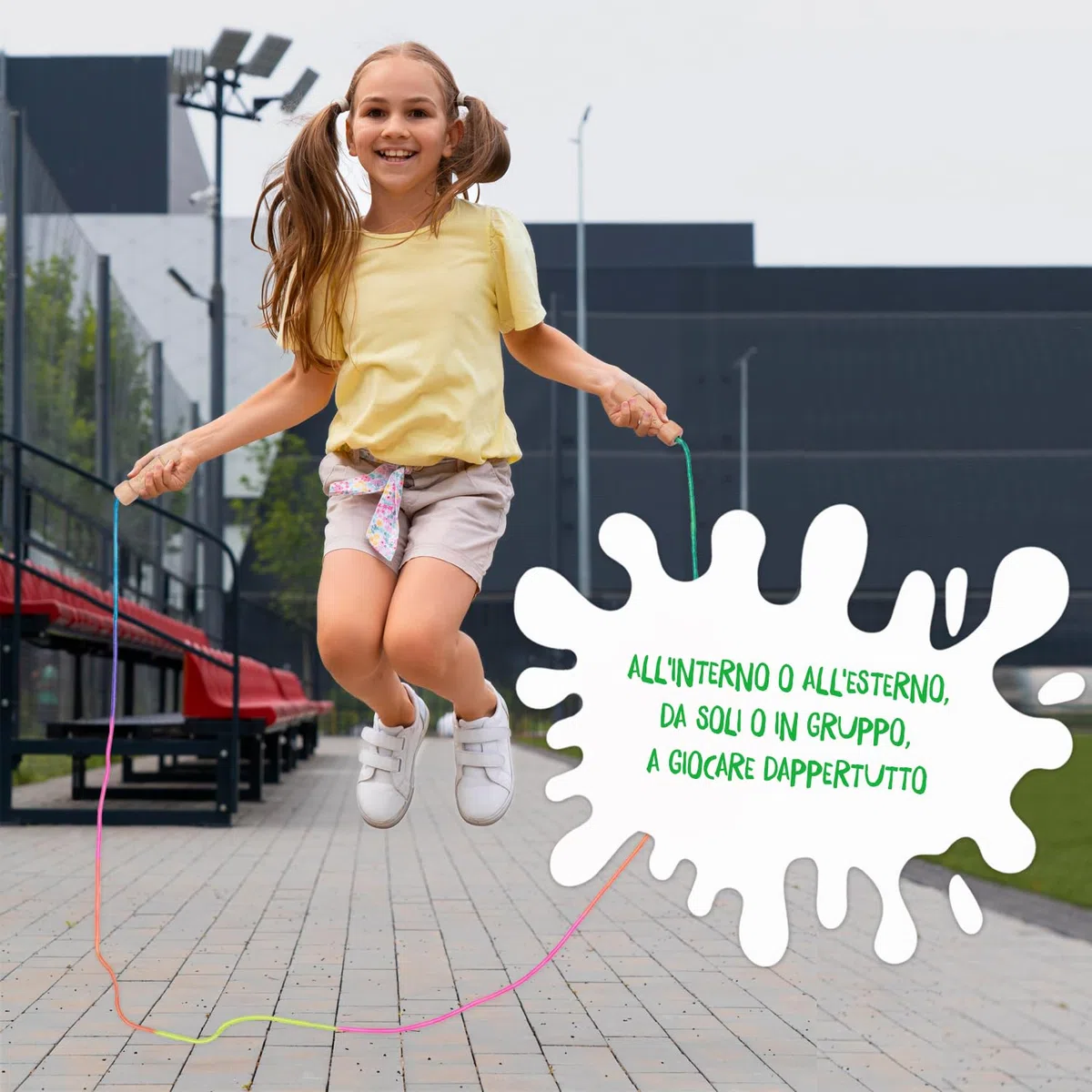 KLEINTOBER Corda per saltare di alta qualità per bambini, con amplificatore centrale regolabile da 220 cm, istruzioni per saltare alla corda, certificato motivazionale, ideale come