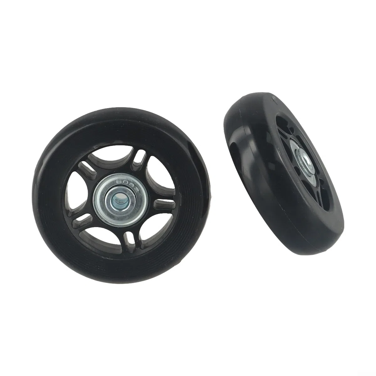 Set di 2 ruote di ricambio multifunzionali per valigie e pattini a rotelle, accessori di installazione pratici (60 mm x 18 mm)