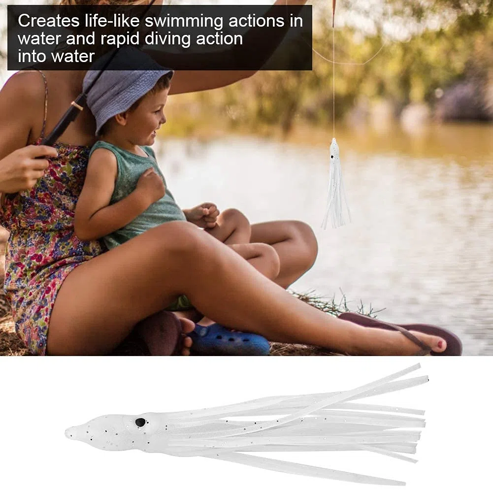 Alomejor 10Pz/Borsa Richiamo di Pesca in Gomma Mini-Size Calamari Forma Polpo Esca per Attrezzi da Pesca All'aperto