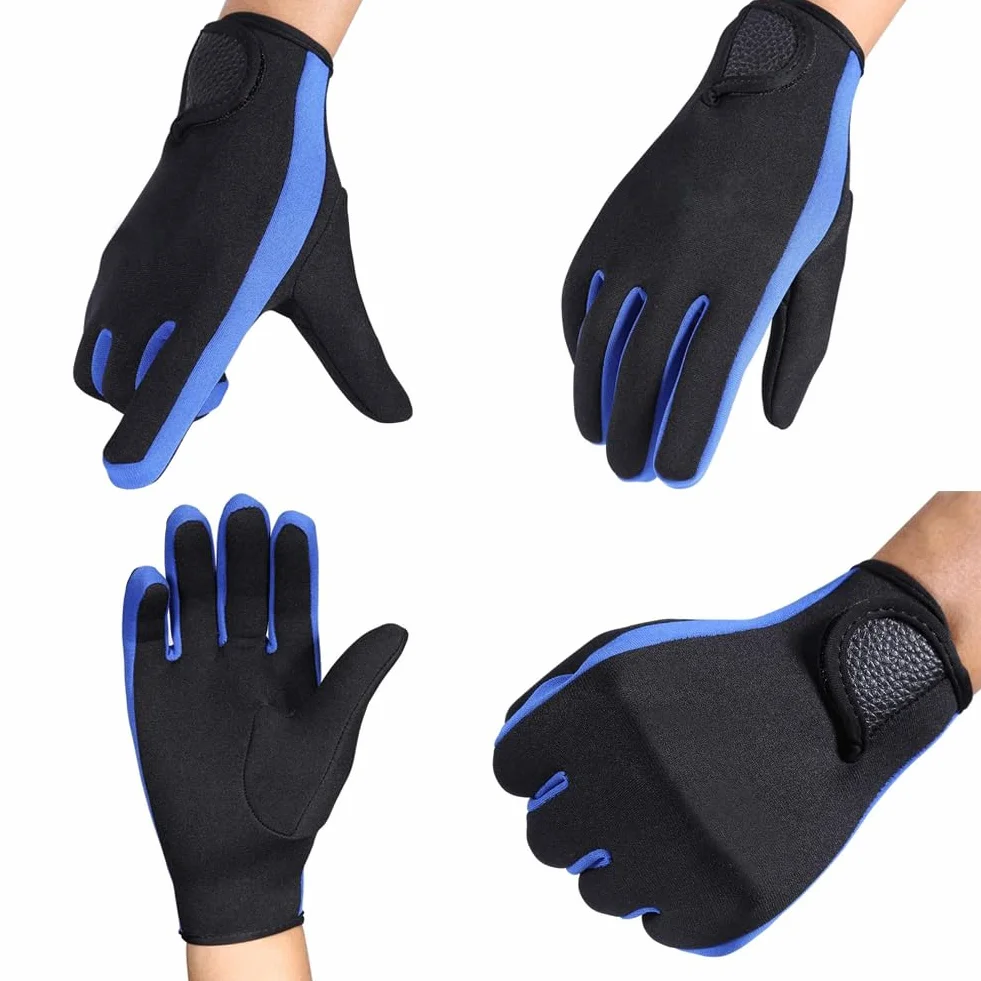 Guanti da muta da 3 mm, in neoprene, antiscivolo, termici, con cinturino da polso regolabile, per uomini, donne, adolescenti, immersioni, snorkeling, kayak, nuoto, surf, pagaia, vela, pesca, sport