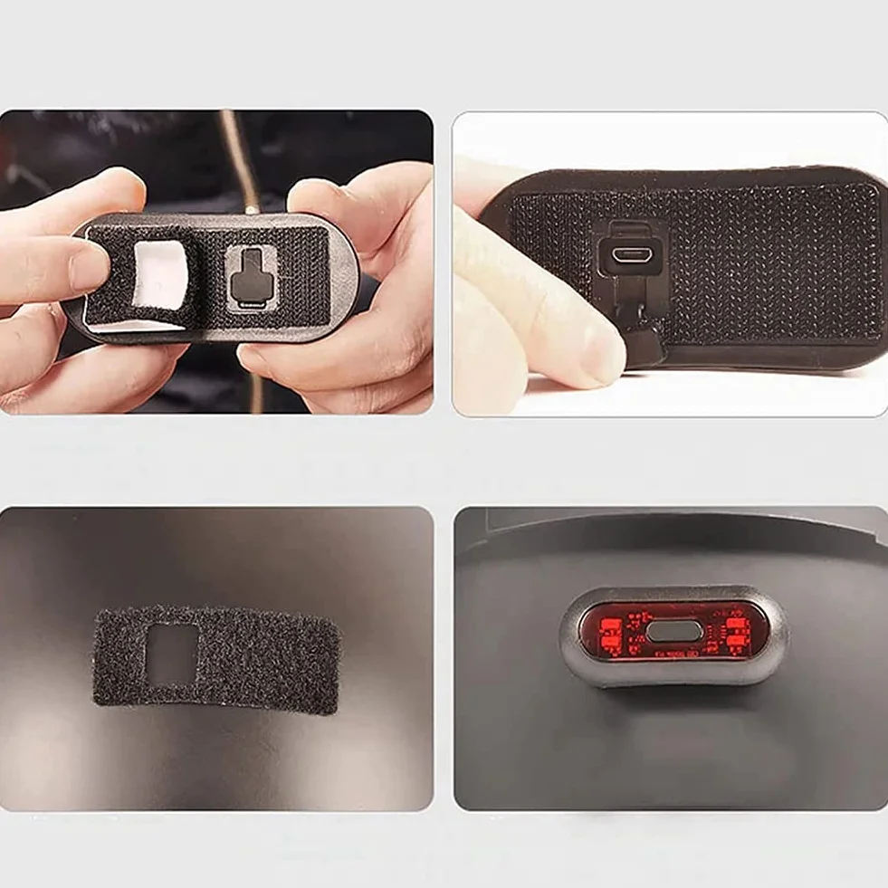 Luce LED per casco, luce del freno per casco da moto, ricaricabile, luce rossa di avvertimento per guida notturna