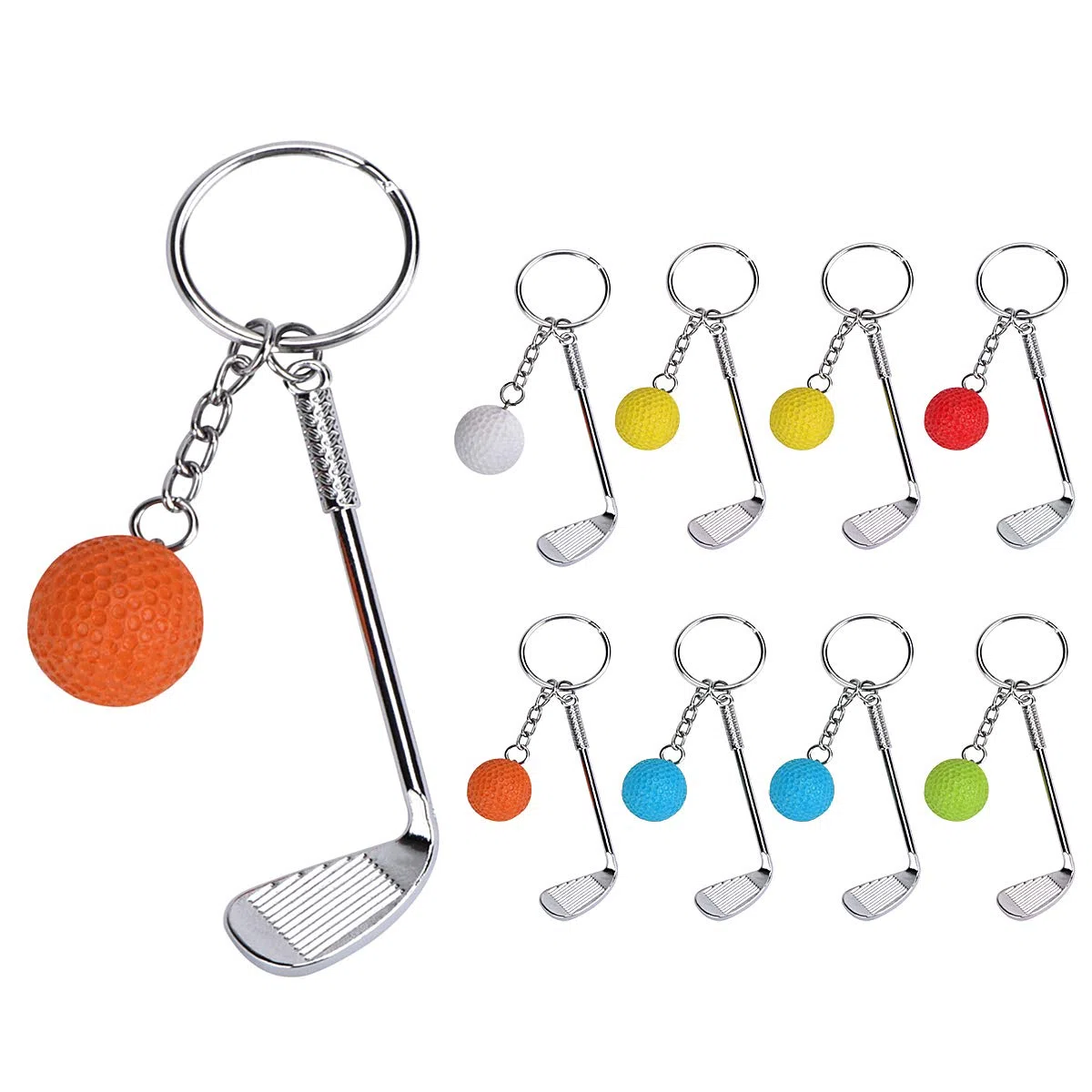 Dadabig 9 Pezzi Portachiavi Piccoli Portachiavi Pallina da Golf Accessori Portachiavi Creativi Portachiavi con Ciondolo da Golf,6 Colori