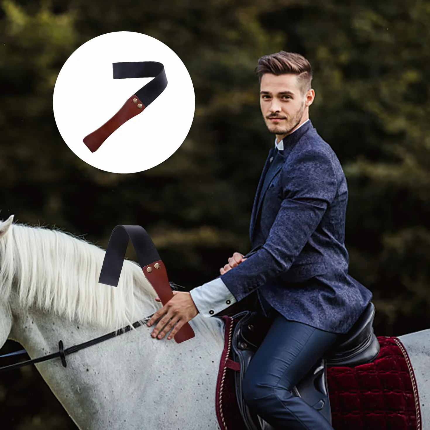 Frusta da Equitazione 1 Pezzo con Manico in Legno, Frusta da Equitazione in Pelle Pu, Strumenti di Impatto, Accessori per L'Equitazione, Accessori per L'Allenamento di Guida