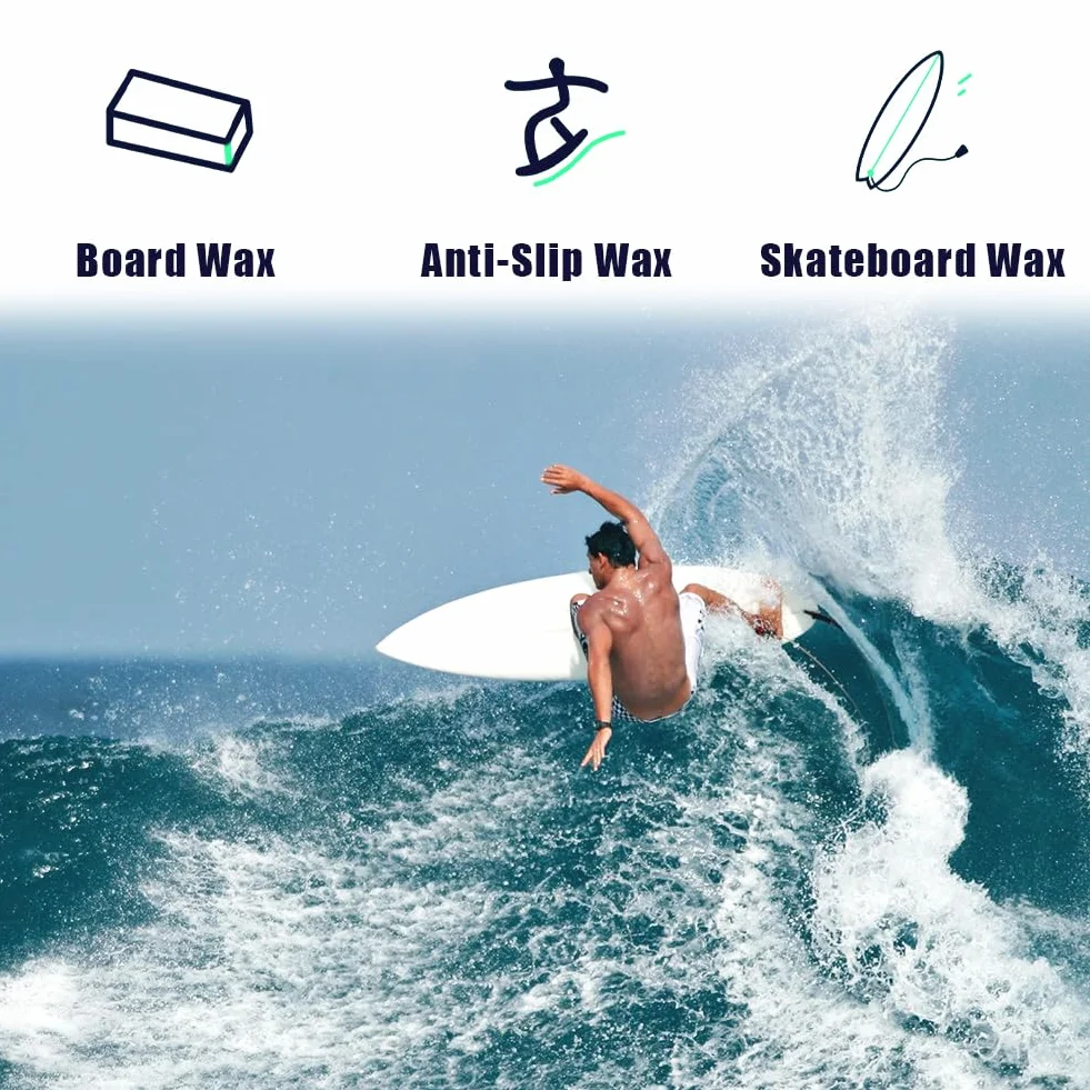 Tiiyee Cera da Surf, Surf Wax Antiscivolo Base per Tavola Cere Temperatura dell'Acqua Portatili Manutenzione della Aumentare Trazione Accessorio Skateboard Paraffina Portatile Skateborad Strumento
