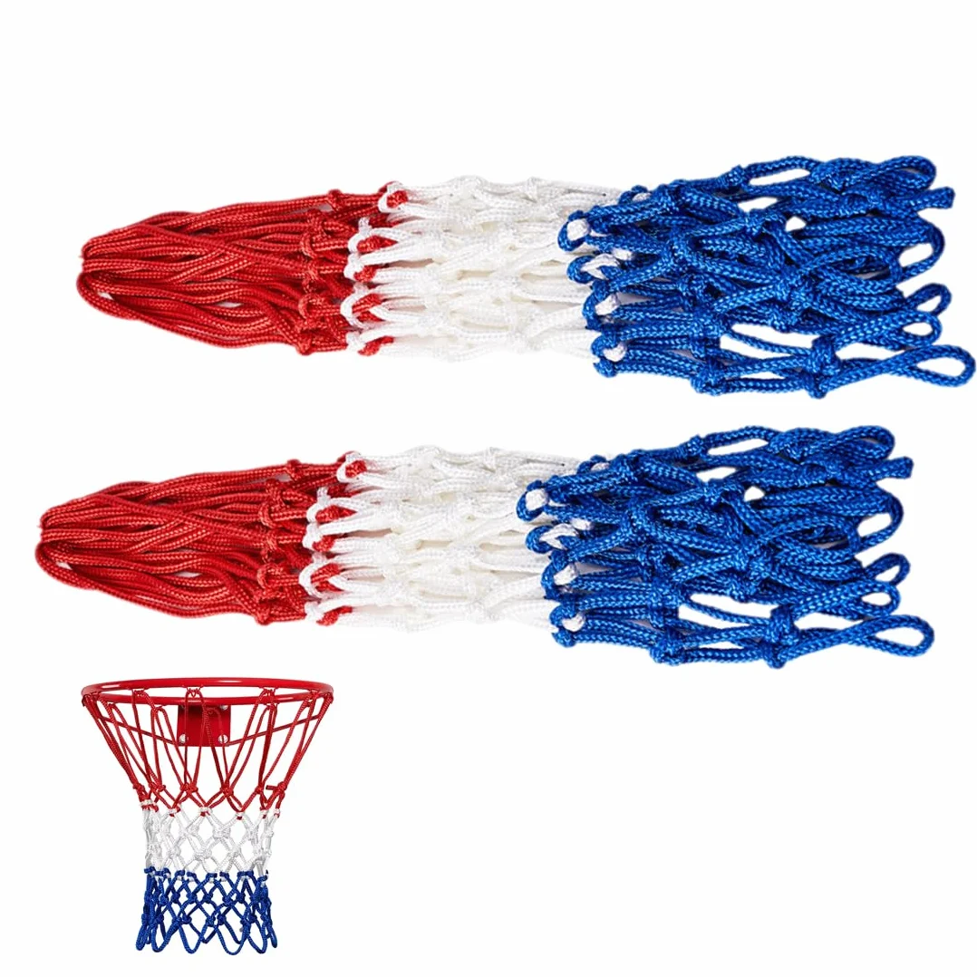 Ricambio rete basket 12 anelli in Poliestere resistente intemperie, 2 pezzi basket rimovibile per pallacanestro