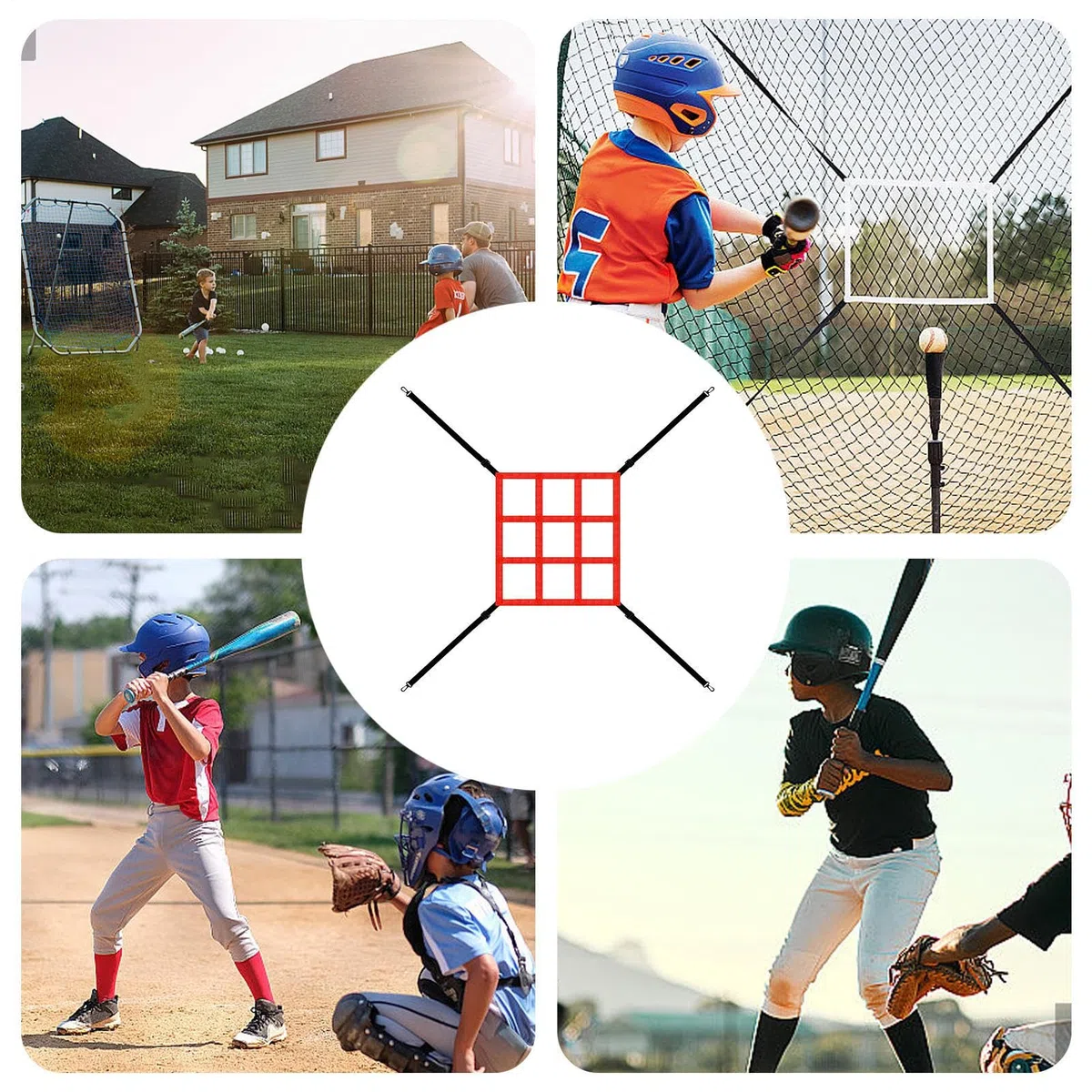 Strike Zone Target, Pitching Target Strike Zone – Rete regolabile Strike Zone per esercitazioni da baseball per colpire, colpire catturare, cintura di fissaggio