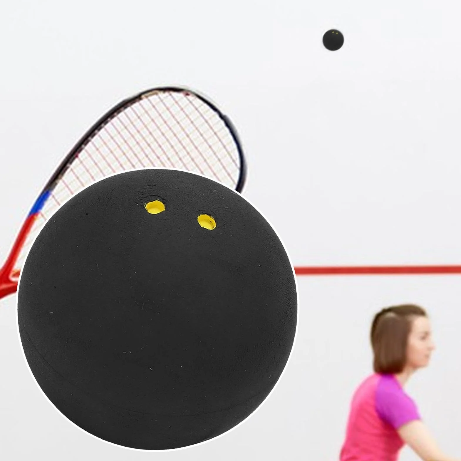 Palline da squash doppio punto giallo 38 mm gomma