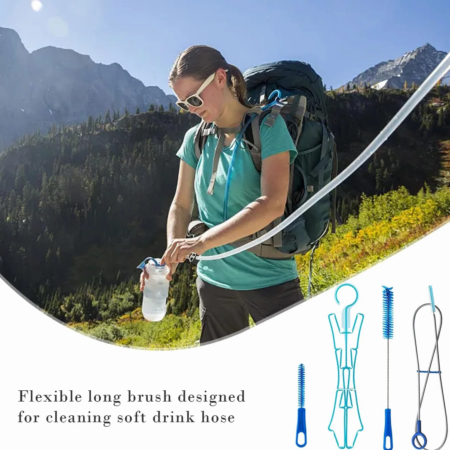 Kit di pulizia per sacca idrica universale 4 in 1, spazzole per tubo vescica