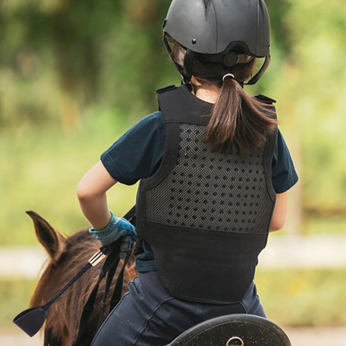 1 frusta da equitazione in pelle nera con manico antiscivolo, frusta da equitazione con manico in gel, accessori da equitazione, frusta da equitazione, accessori per giochi di ruolo