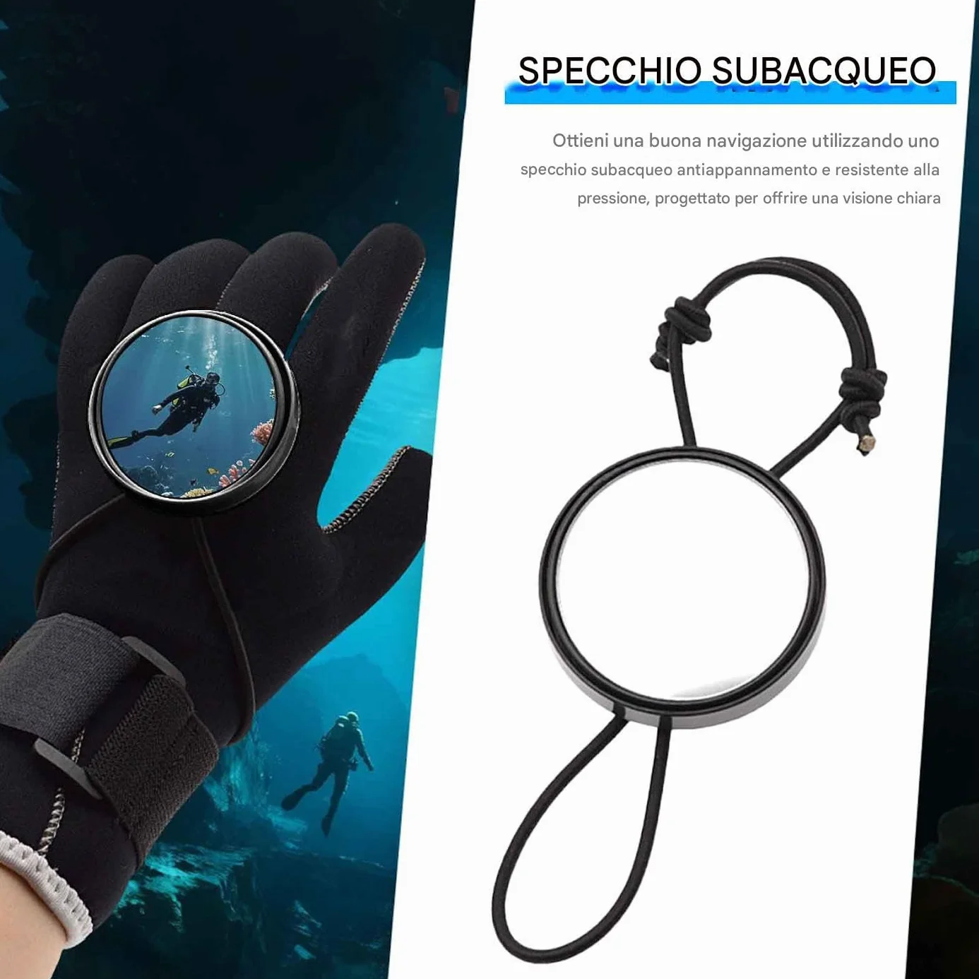 Specchio da Sub, Compatto Regolabile Portatile per Immersioni Sicurezza