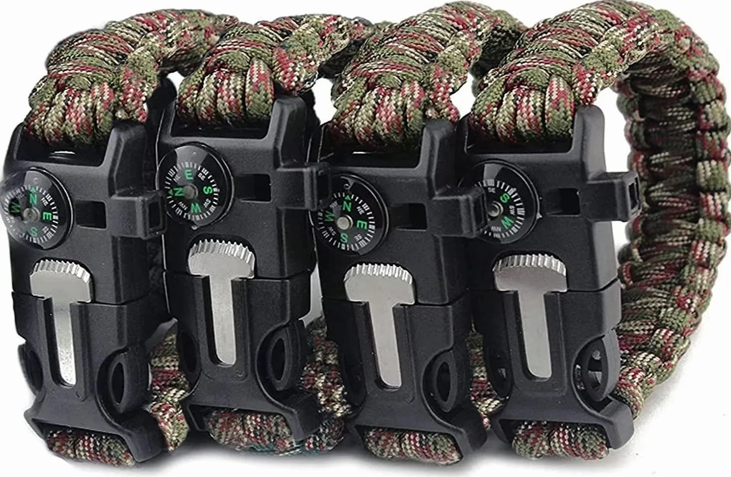 Pulseras de supervivencia Flint Verde Camuflaje para Exterior
