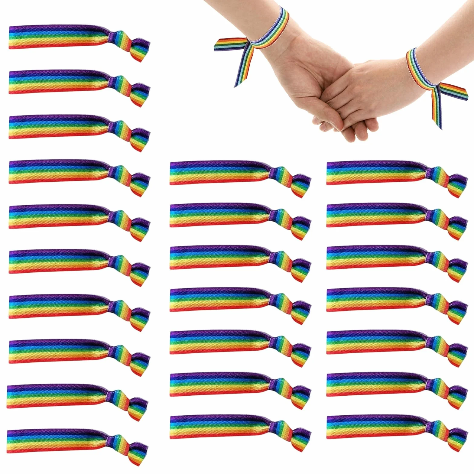 Set di 24 Braccialetti Arcobaleno Pride – Braccialetti Elasticizzati 1.5 cm x 10 cm per Uomo e Donna