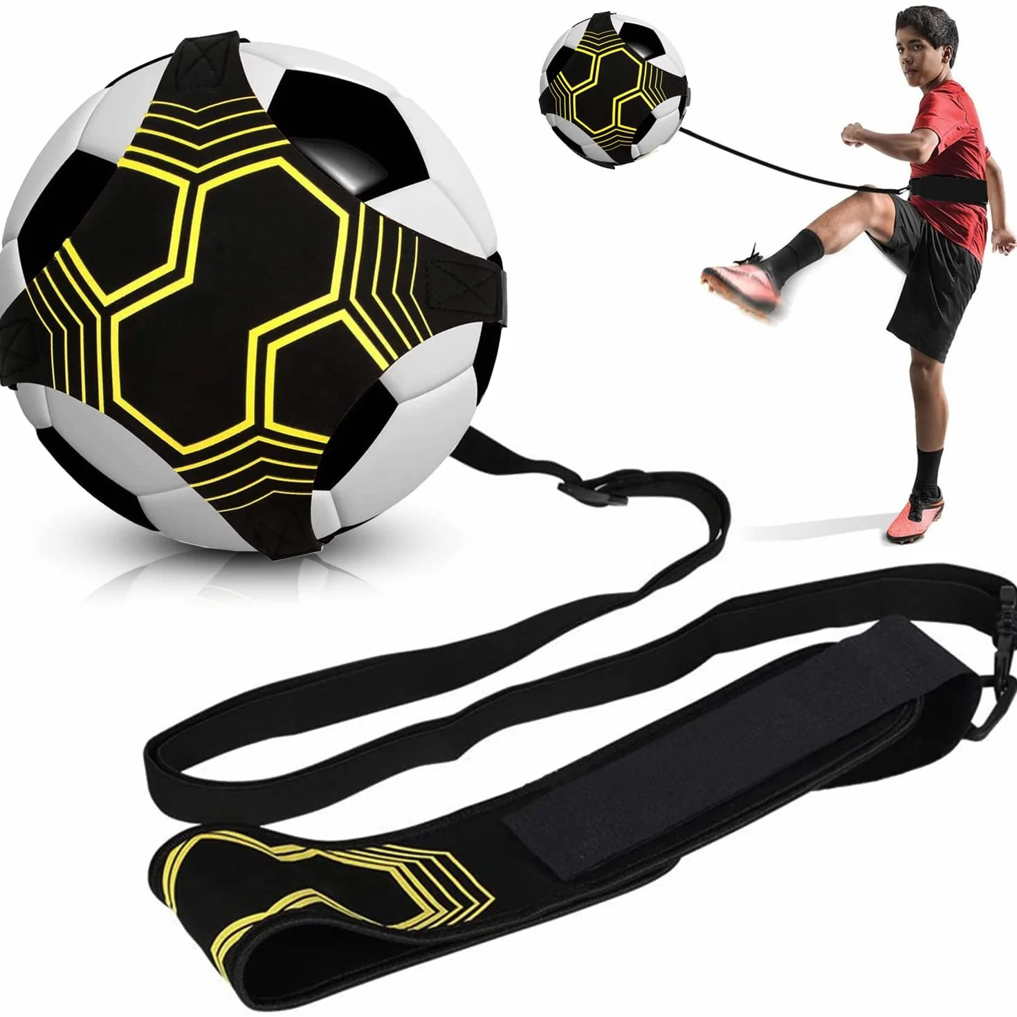 Favuit Trainer da Calcio, Cintura da Allenamento Regolabile Banda Elastica per Bambini Adulti Pallone Taglia 3 4 5