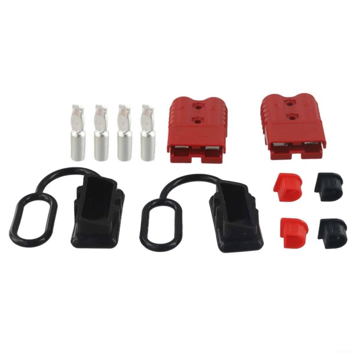 Set di connettori professionali per terminali batteria da 120 A 600 V, 2 pezzi, con coperture protettive per veicoli su larga scala (rosso)