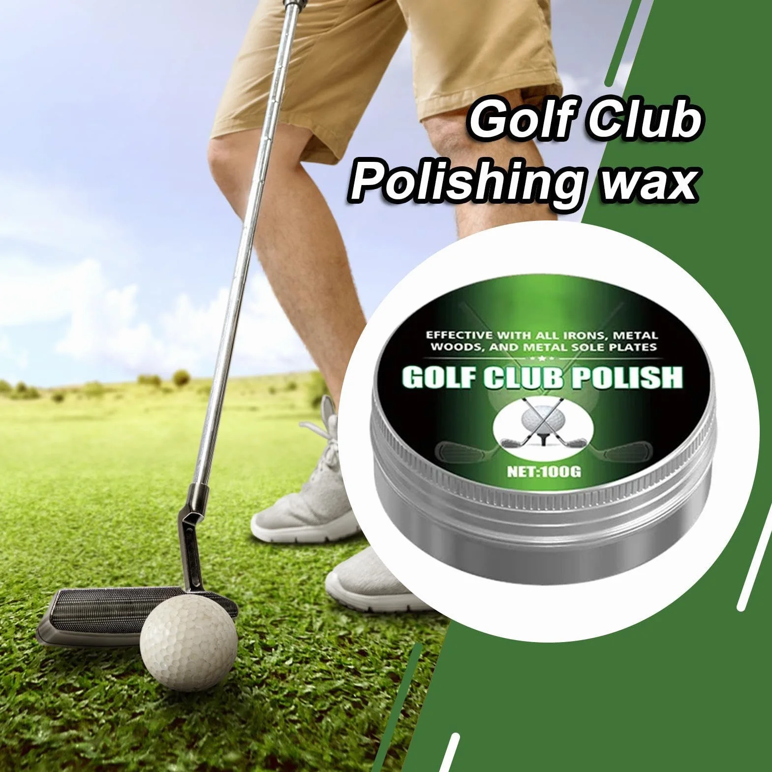 Set di pulizia per mazza da golf 100 g lucidante pasta rimozione ruggine Schwaмm incluso