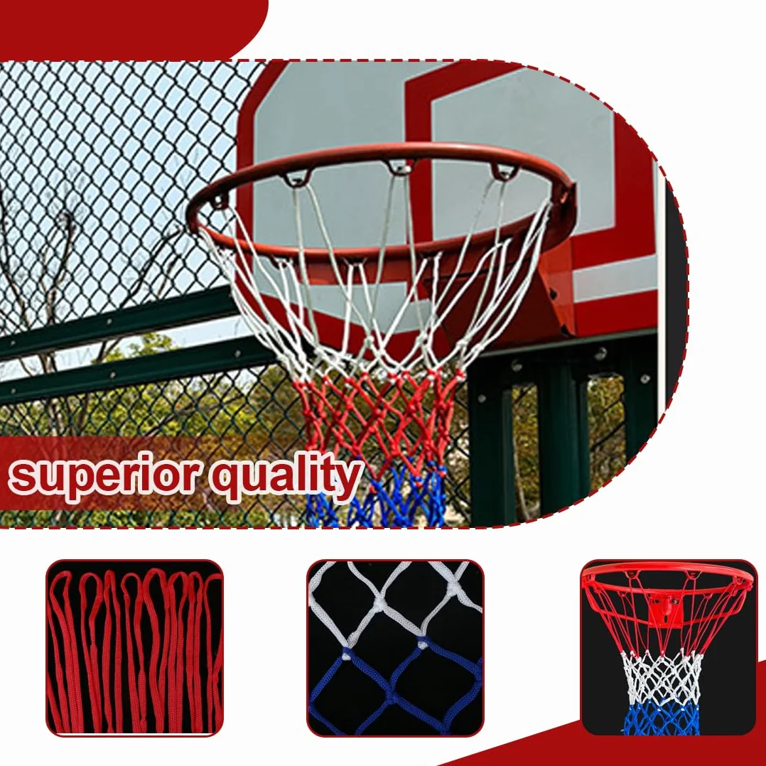 Ricambio rete basket 12 anelli in Poliestere resistente intemperie, 2 pezzi basket rimovibile per pallacanestro