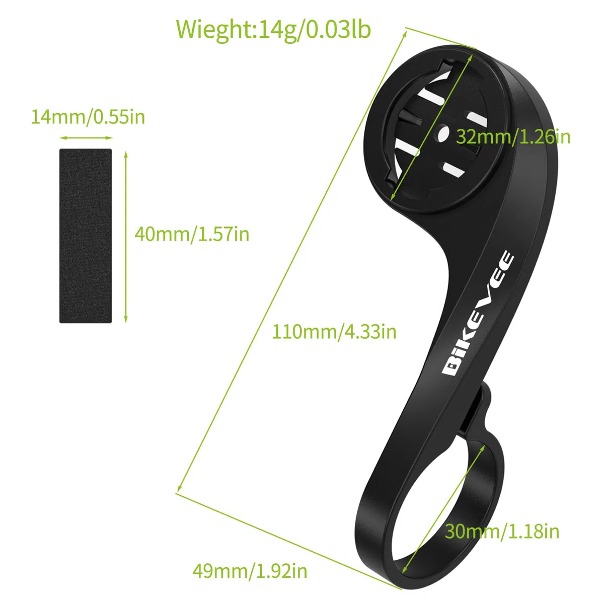 Supporto anteriore compatibile con Garmin Edge GPS Bike Computer Adapter per manubrio da 25,4 mm/31,8 mm, sicuro e universale