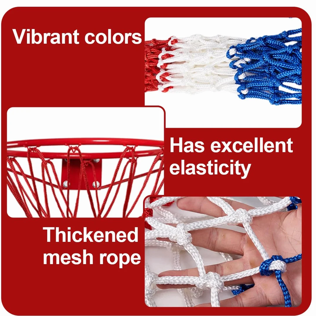 Ricambio rete basket 12 anelli in Poliestere resistente intemperie, 2 pezzi basket rimovibile per pallacanestro