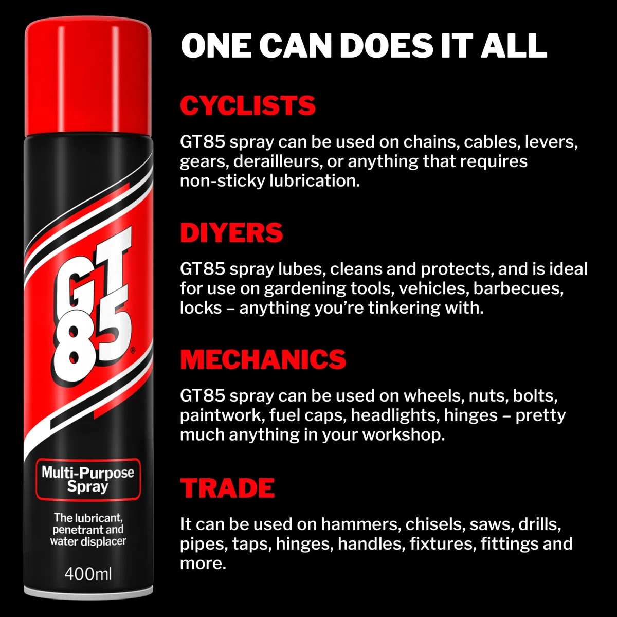 GT85 Lubrificante spray con PTFE, 400 ml