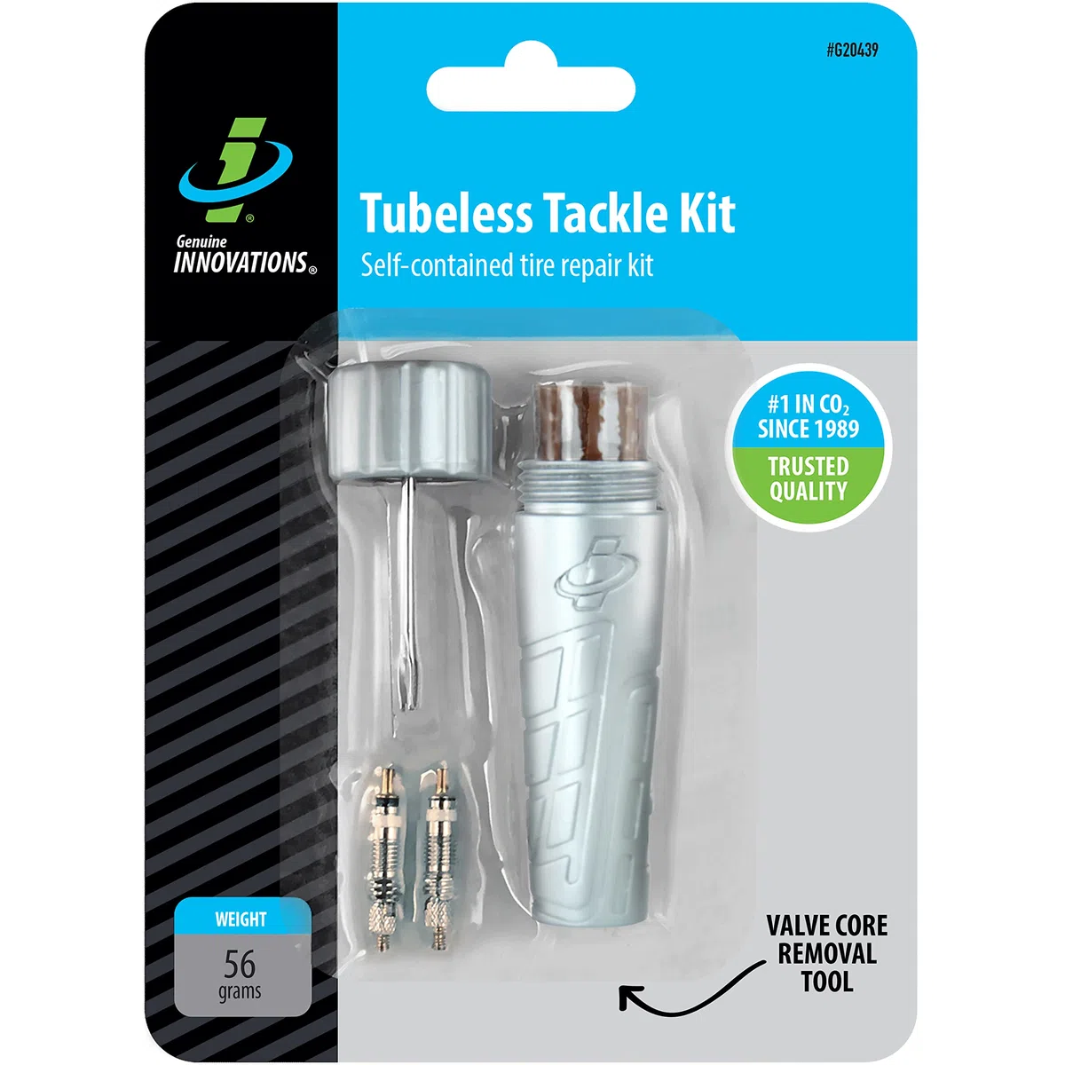 Innovations Forature, Contenitore Impermeabile, Kit Attrezzatura per Riparare Gomme Tubeless di Bicicletta Cycling, Silver, 56g e 2,22 x 2,22 x 7,14 cm