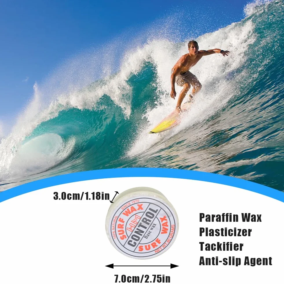 Tiiyee Cera da Surf, Surf Wax Antiscivolo Base per Tavola Cere Temperatura dell'Acqua Portatili Manutenzione della Aumentare Trazione Accessorio Skateboard Paraffina Portatile Skateborad Strumento