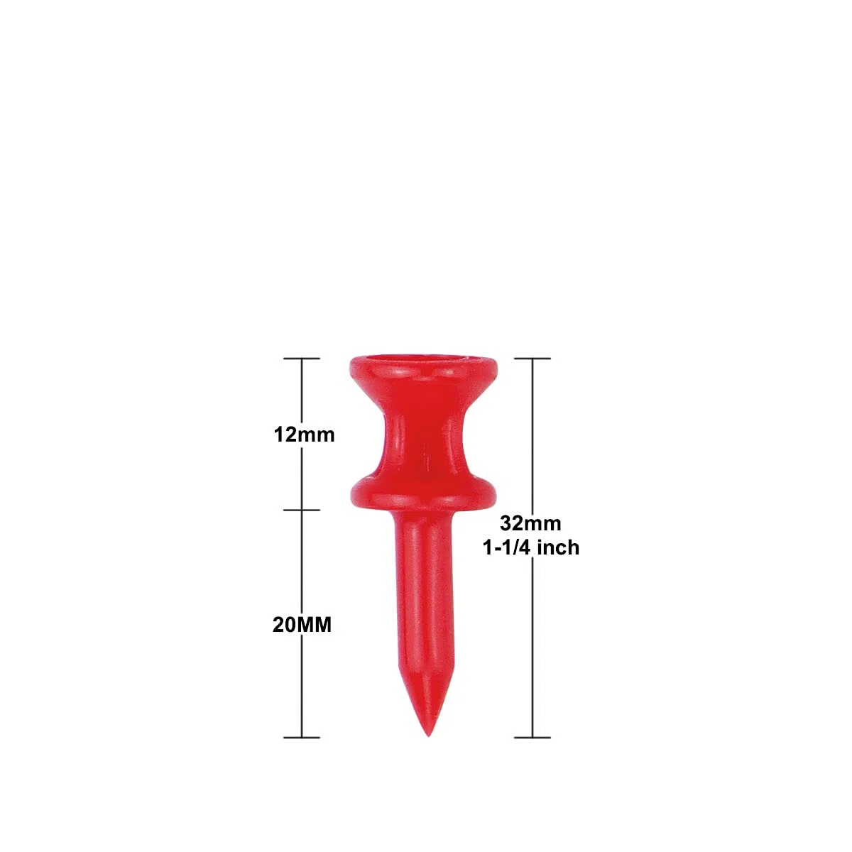 Tee Golf Plastica 100 Pezzi Rosso 32mm