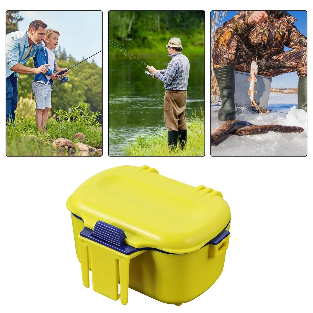 Contenitore per esche da pesca - Gancio per esche vive | Scatola per esche vive da pesca | porta esca per | Contenitore impermeabile per secchio per esche vive con cordino per piccole e