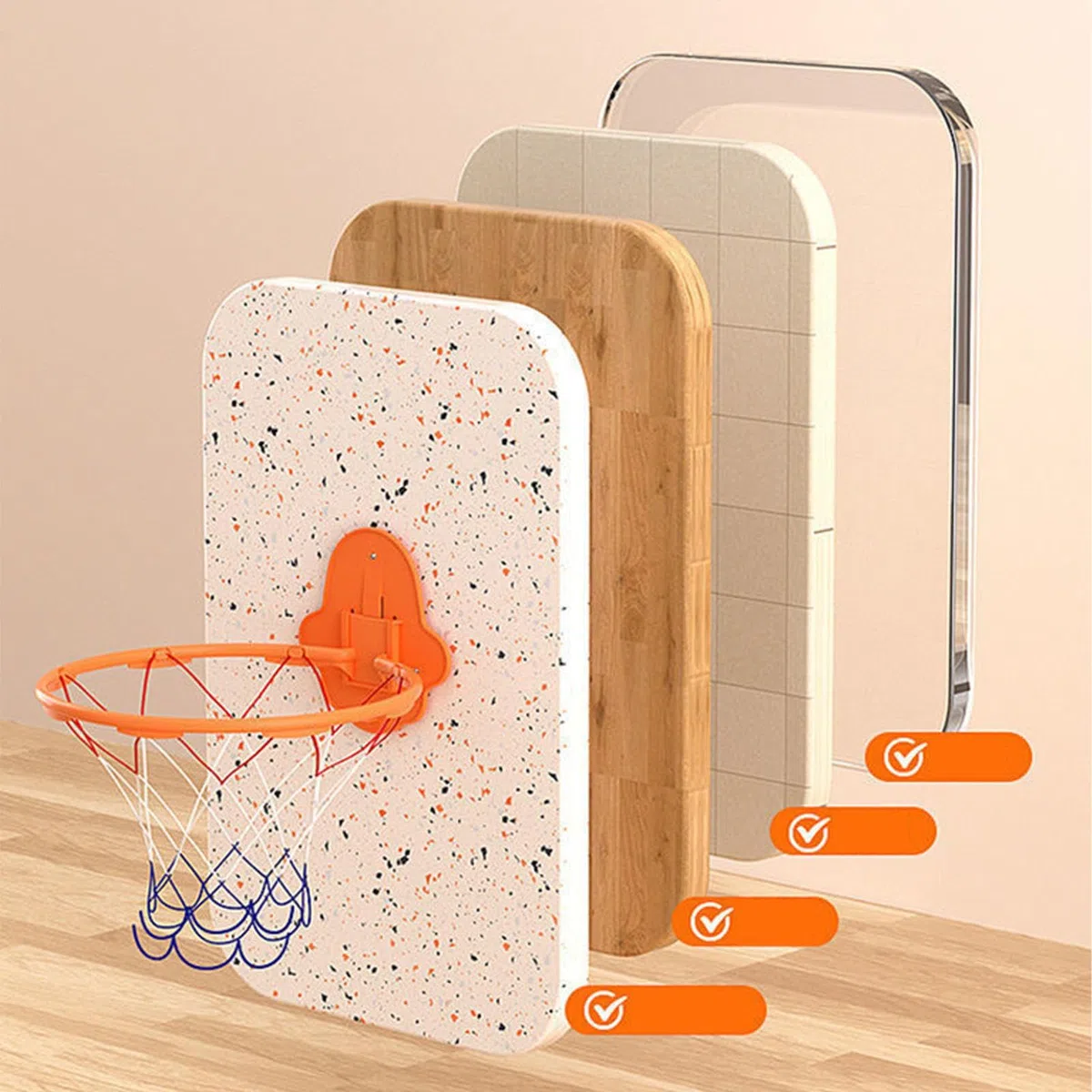 Generico Basketball Hoop - 32cm Dribbling Silent Basketball Training Hoop - Wall-Mounted Outdoor Toys with Sticky Backing for Adults, Kids