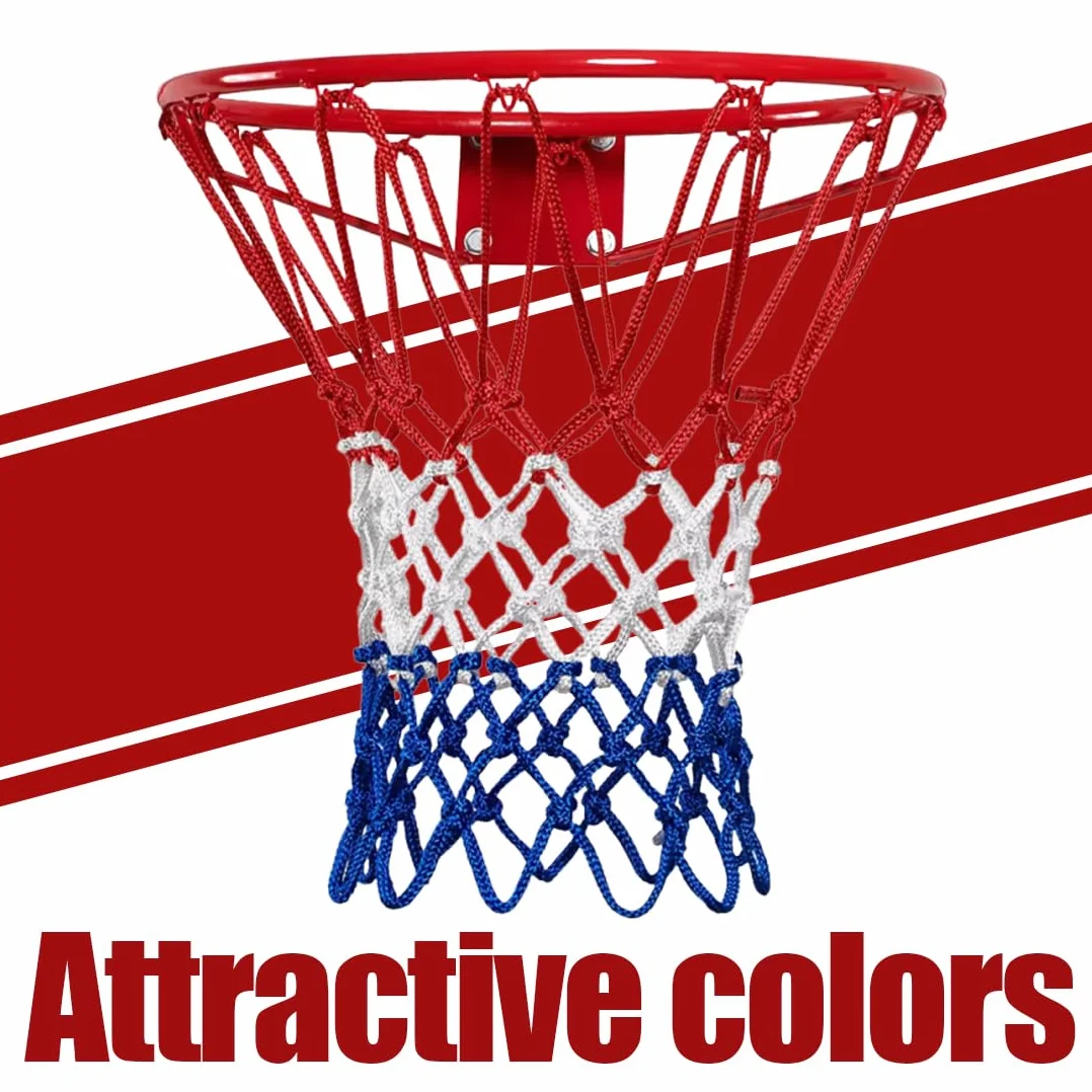 Ricambio rete basket 12 anelli in Poliestere resistente intemperie, 2 pezzi basket rimovibile per pallacanestro