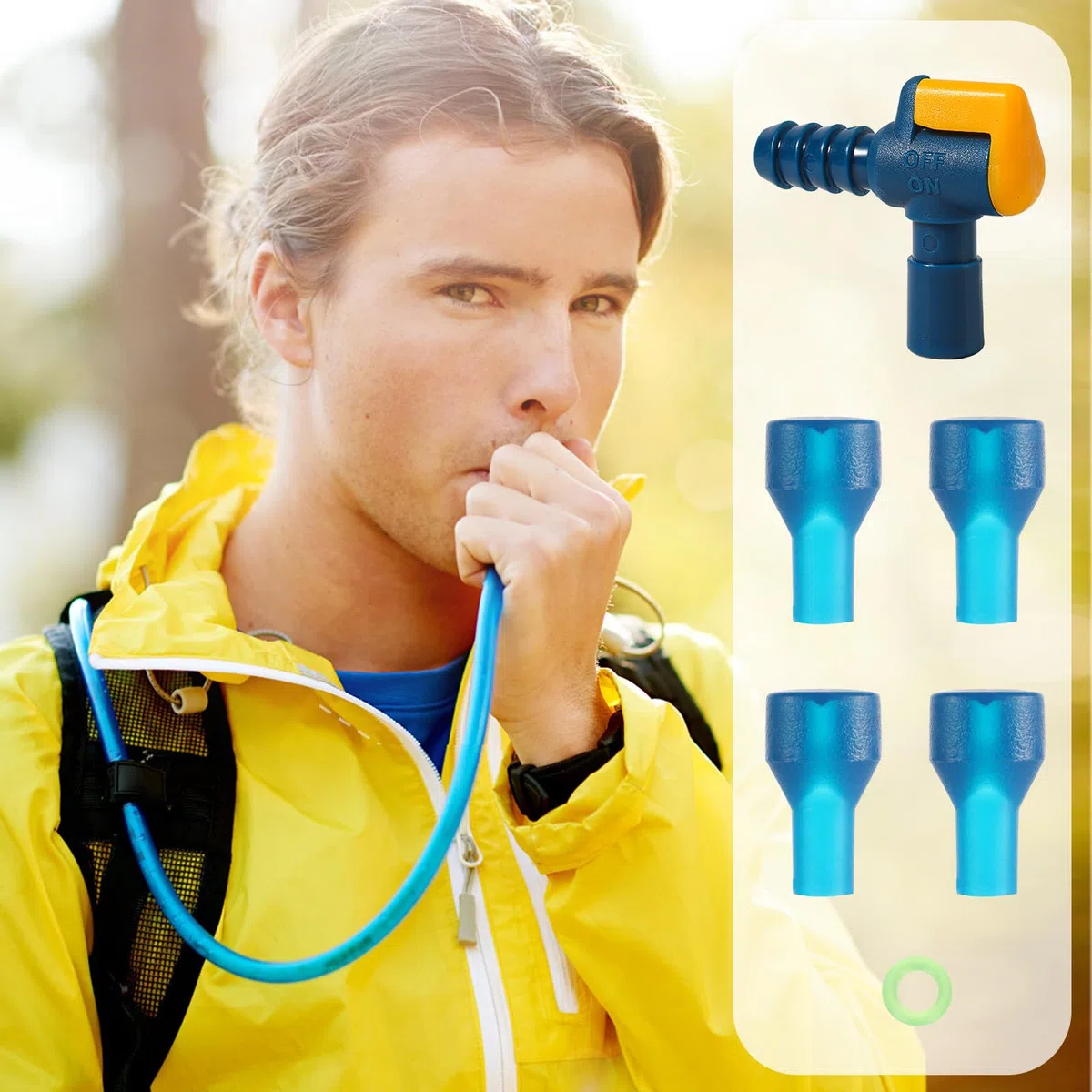 4pz Ricambio per Valvola di Morso, con 1 Connettore per Tubo Flessibile Angolato e 1 Anello di Tenuta Ricambio per Boccaglio in Silicone per Sacca di Idratazione Compatibile con Camelbak