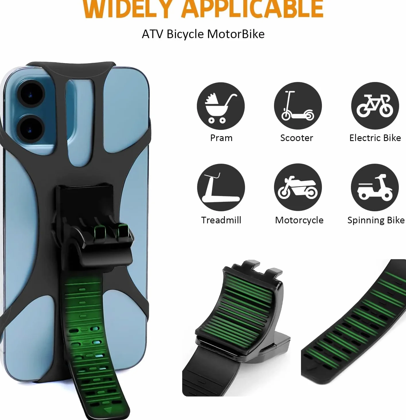 Porta Cellulare Bici Universale Supporto Smartphone 360° Rotabile Staccabile per MTB Moto Bicicletta Compatibile iPhone 17/16/15/14 4.5"-7.0" Nero
