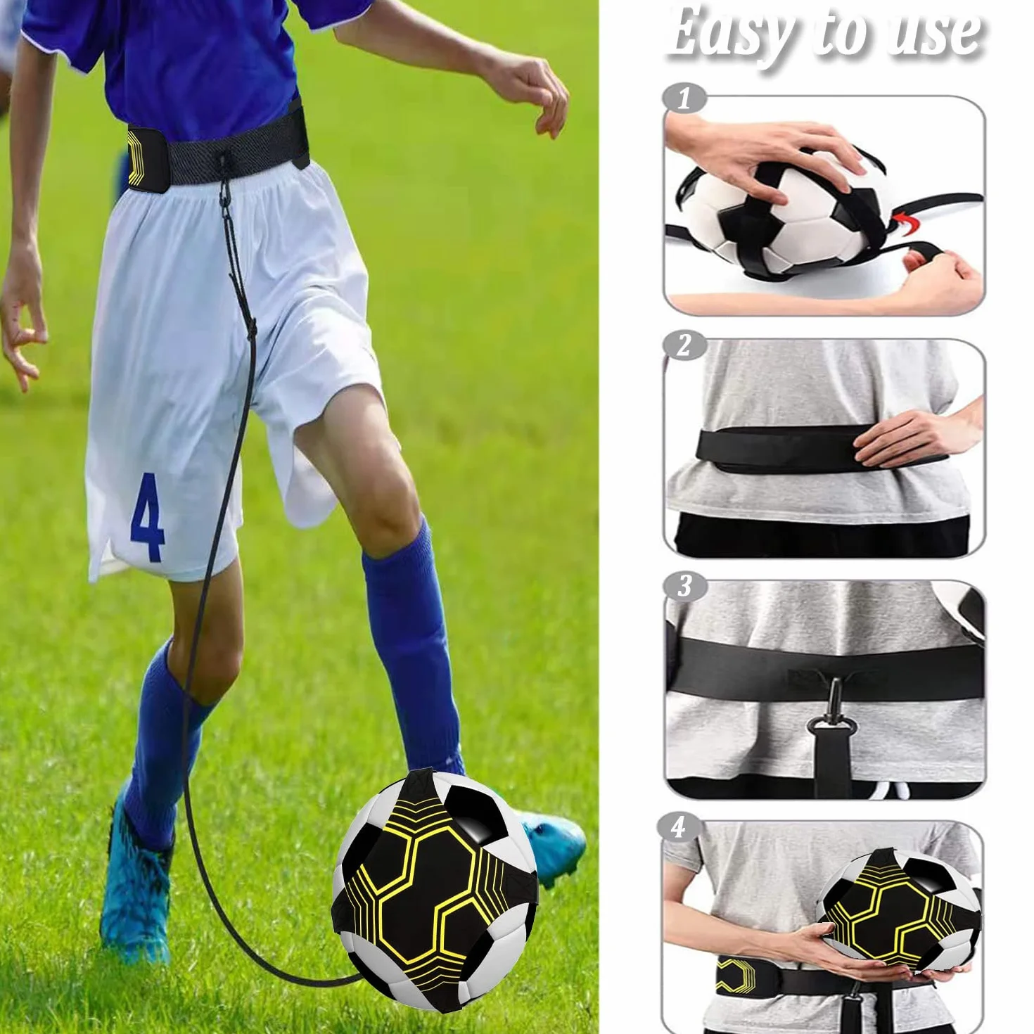 Favuit Trainer da Calcio, Cintura da Allenamento Regolabile Banda Elastica per Bambini Adulti Pallone Taglia 3 4 5